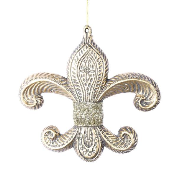 7.3" Champagne Antique Fleur-de-lis Ornament (2 pack)