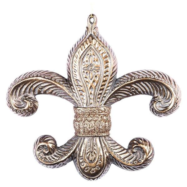 7.3" Mocha Antique Fleur-de-lis Ornament (2 pack)