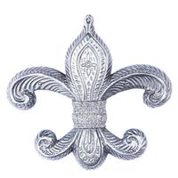 Vickerman 7.3" Pewter Antique Fleur-de-lis Ornament (2 pack)
