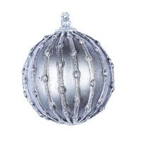 Vickerman 5" Pewter Antique Glitter Ball Ornament (3 pack)