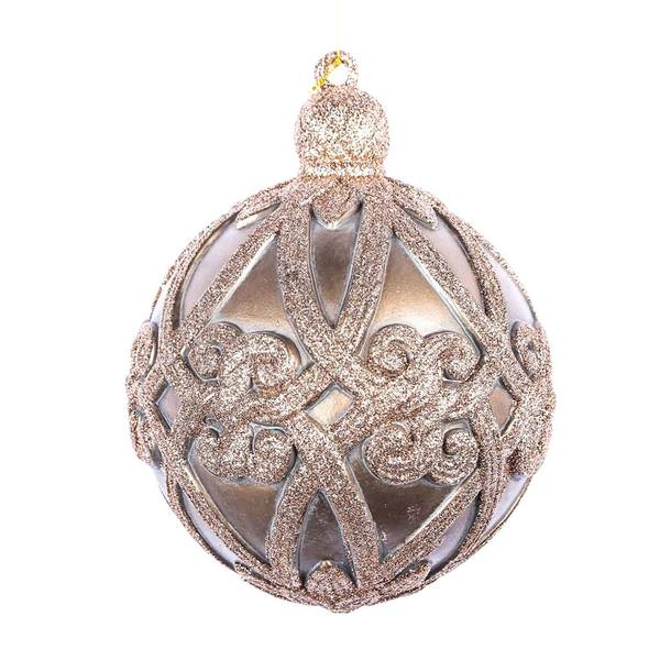 8" Mocha Antique Swirl Ball Ornament