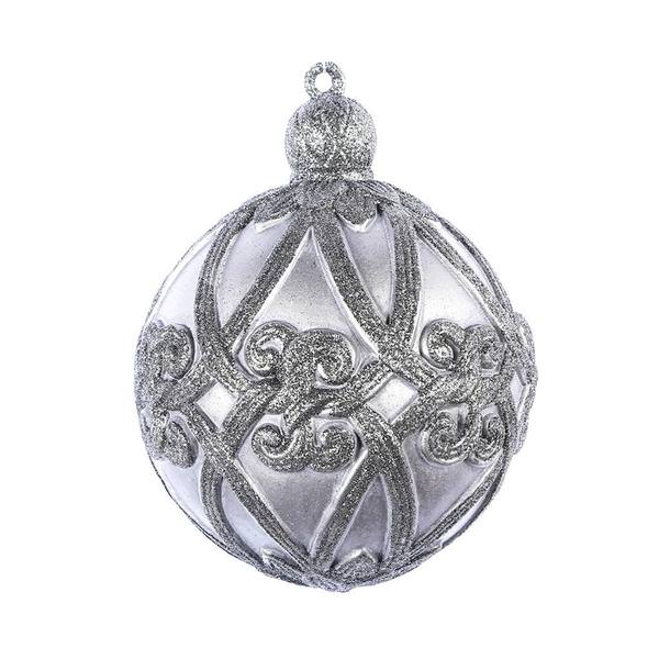 8" Gunmetal Antique Swirl Ball Ornament