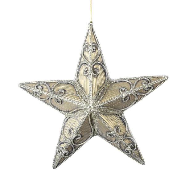 9" Gold Antique Swirl Star Ornament