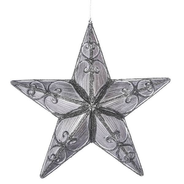 9" Gunmetal Antique Swirl Star Ornament