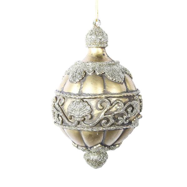 6.5" Gold Antique Leaf Scroll Drop Ornament (3 pack)