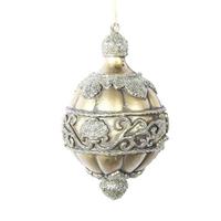Vickerman 6.5" Gold Antique Leaf Scroll Drop Ornament (3 pack)