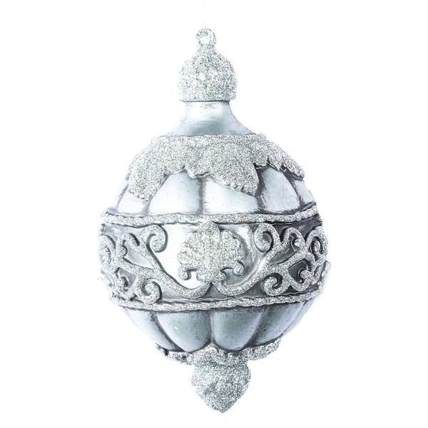 6.5" Limestone Antique Leaf Scroll Drop Ornament (3 pack)