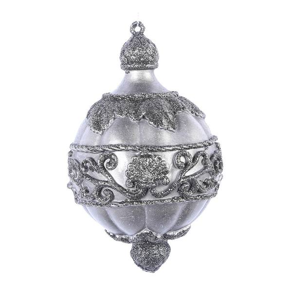 6.5" Gunmetal Antique Leaf Scroll Drop Ornament (3 pack)