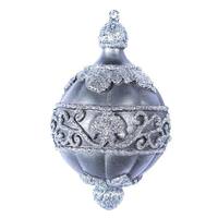 Vickerman 6.5" Pewter Antique Leaf Scroll Drop Ornament (3 pack)