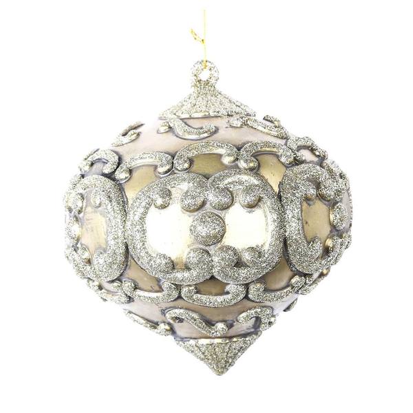 6" Gold Antique Glitter Onion Ornament