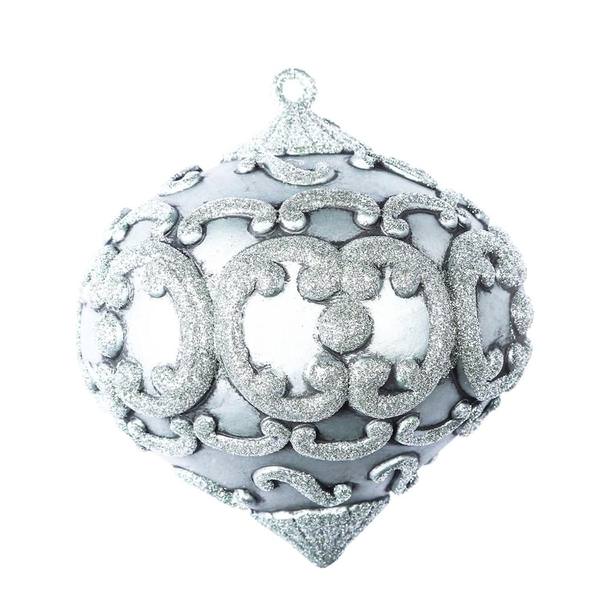6" Limestone Antique Glitter Onion Ornament