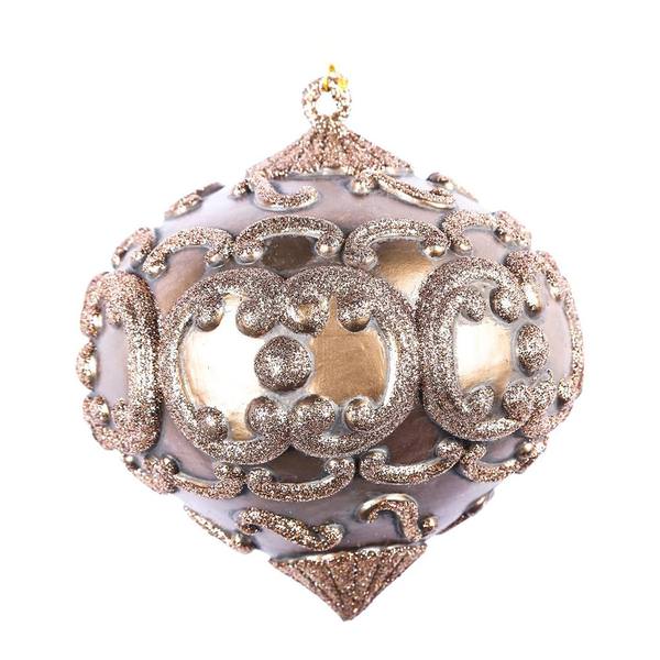 6" Mocha Antique Glitter Onion Ornament