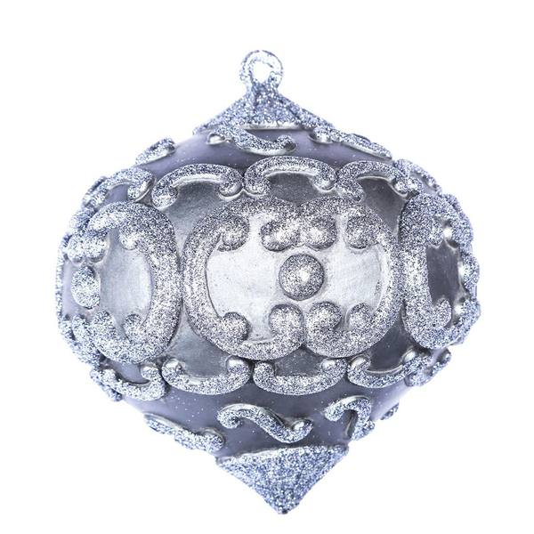6" Pewter Antique Glitter Onion Ornament