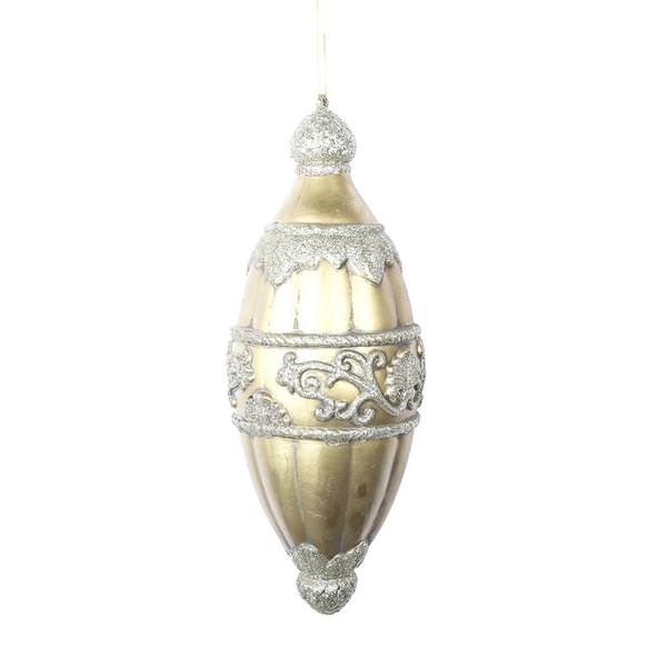 15" Gold Antique Glitter Onion Drop Ornament