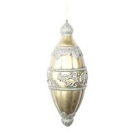 Vickerman 15" Gold Antique Glitter Onion Drop Ornament