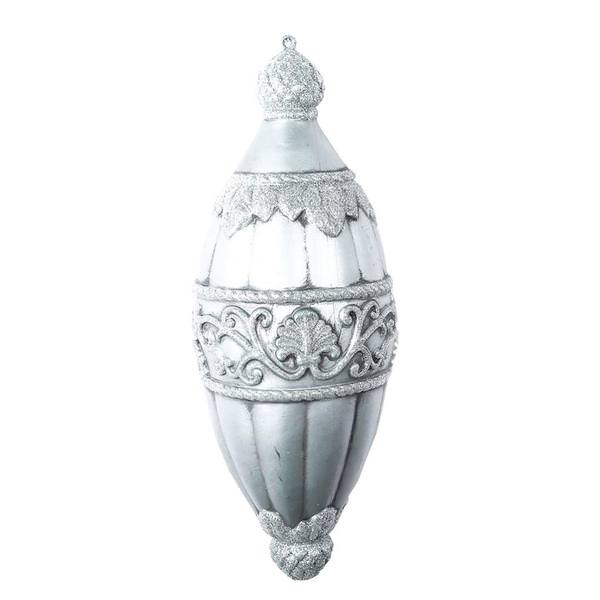 15" Limestone Antique Glitter Onion Drop Ornament
