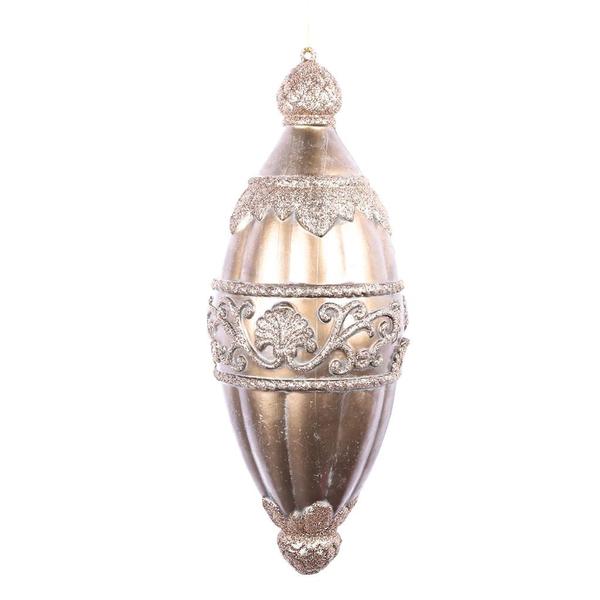 15" Mocha Antique Glitter Onion Drop Ornament