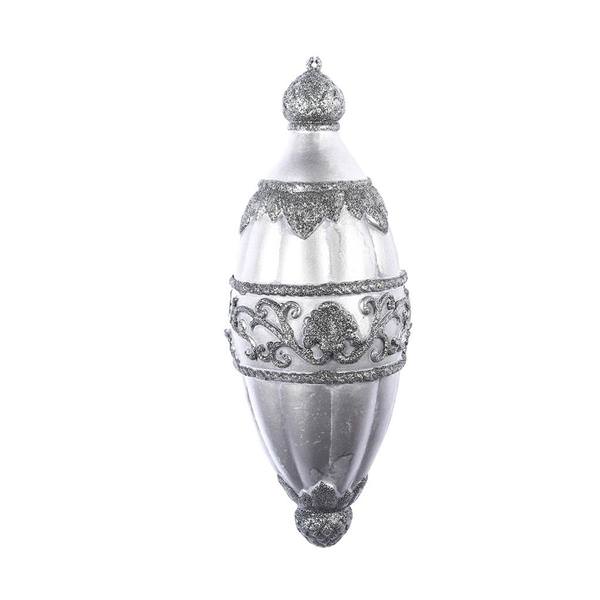 15" Gunmetal Antique Glitter Onion Drop Ornament