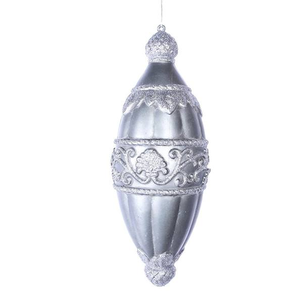 15" Pewter Antique Glitter Onion Drop Ornament
