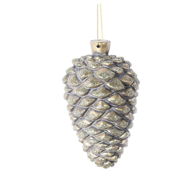 5.5" Champagne Antique Pine Cone Ornament (3 pack)