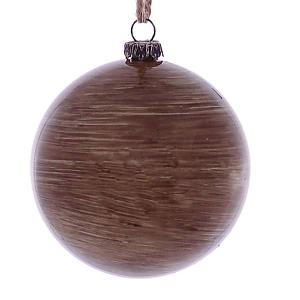 3" Brown Wood Grain Ball Christmas Ornament (6 Pack)