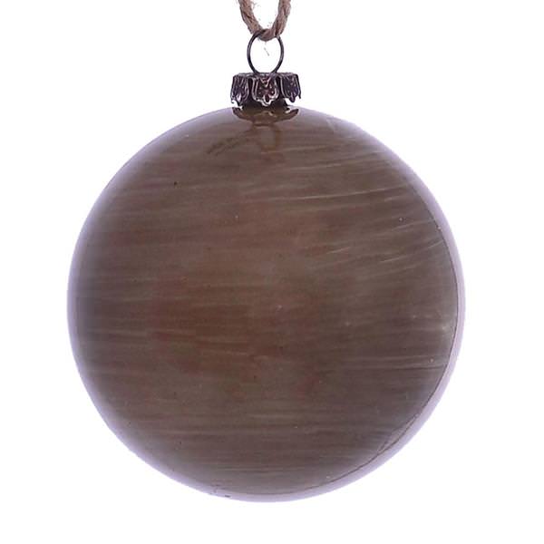 3" Pewter Wood Grain Ball Christmas Ornament (6 Pack)
