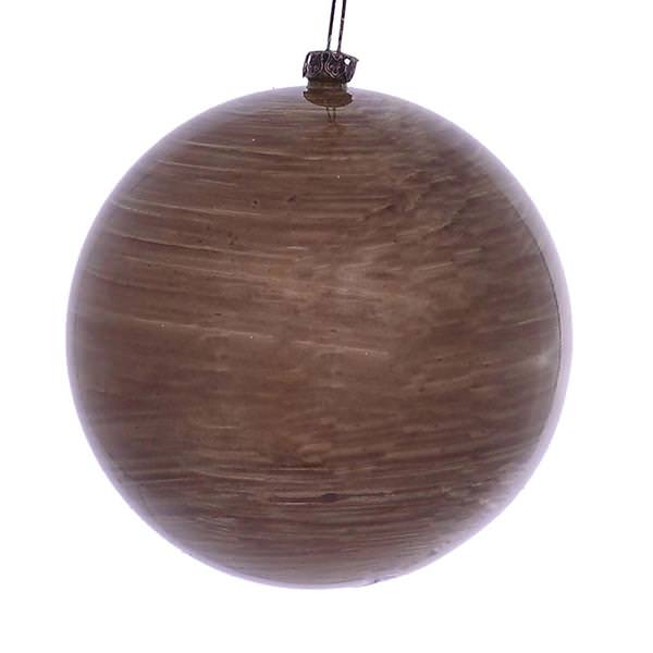4.75" Brown Wood Grain Ball  Ornament (4 pack)
