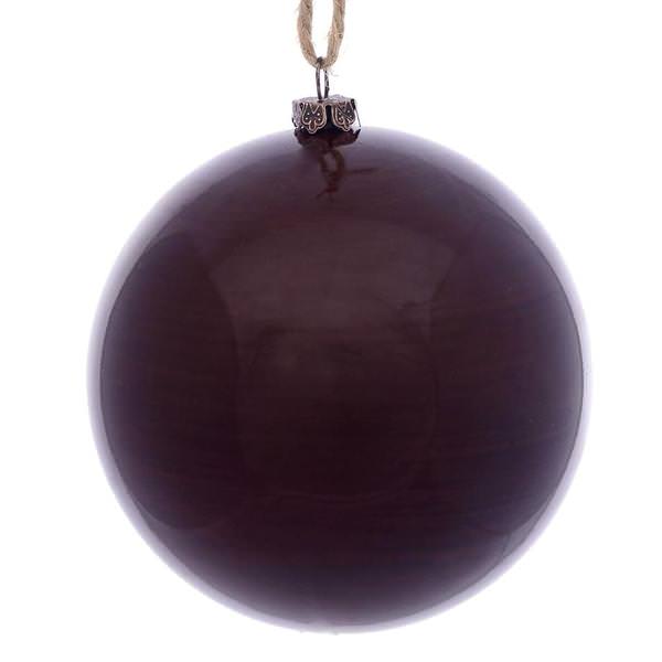 4" Plum Wood Grain Ball Ornament (6 pack)