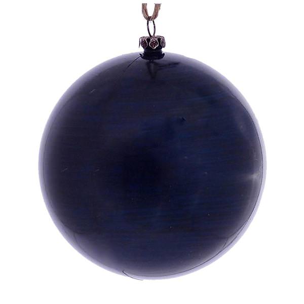 4" Midnight Blue Wood Grain Ball Ornament (6 pack)