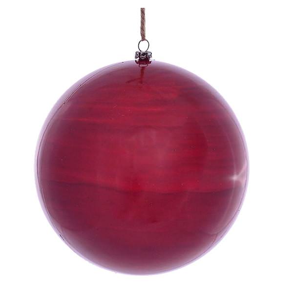 4.75" Red Wood Grain Ball Ornament (4 pack)
