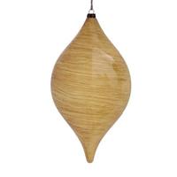 Vickerman 11.5" Tan Wood Grain Drop Ornament (2 pack)
