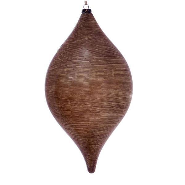 11.5" Brown Wood Grain Drop Ornament (2 pack)