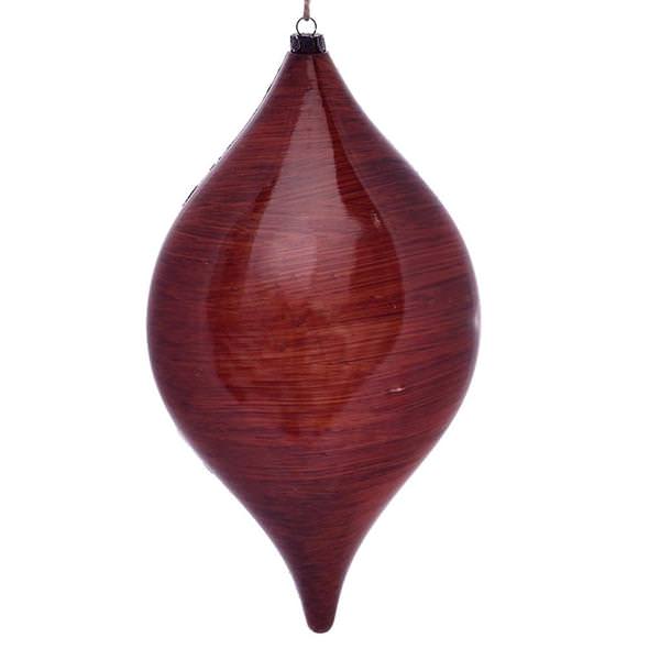 11.5" Copper Wood Grain Drop Ornament (2 pack)