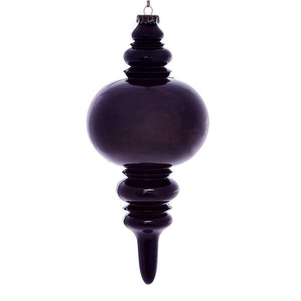 13" Plum Wood Grain Finial Ornament