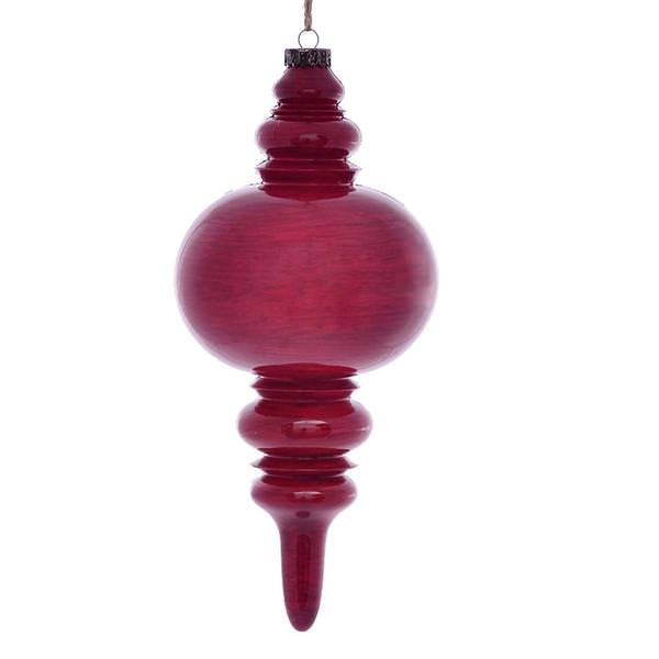 13" Red Wood Grain Finial Ornament