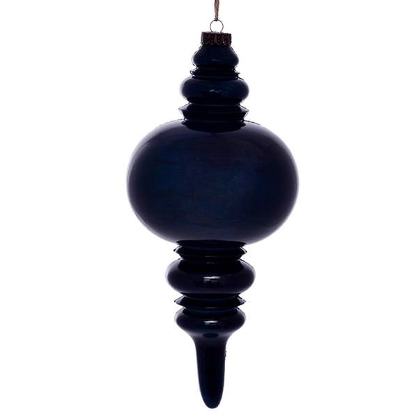 13" Midnight Blue Wood Grain Finial Ornament