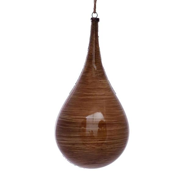 4" Brown Wood Grain Teardrop Ornament (2 pack)
