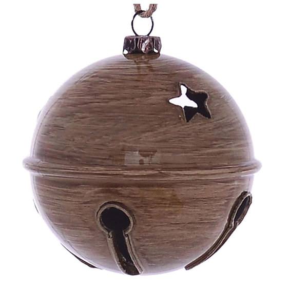 3" Brown Wood Grain Bell Ornament (6 pack)