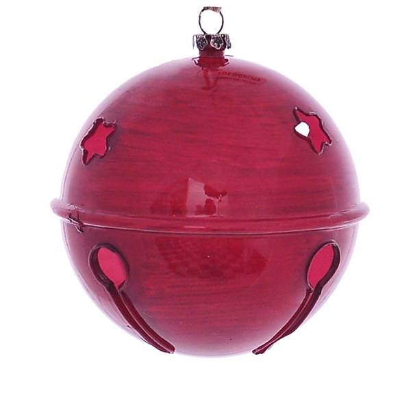 4" Red Wood Grain Bell Ornament (6 pack)