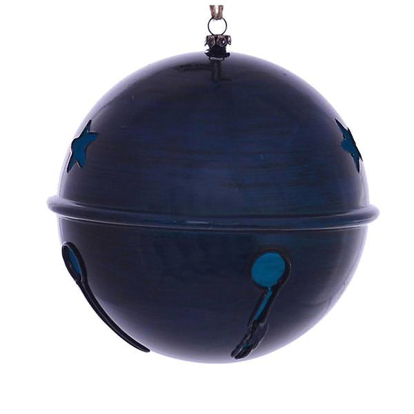 3" Midnight Blue Wood Grain Bell Ornament (6 pack)