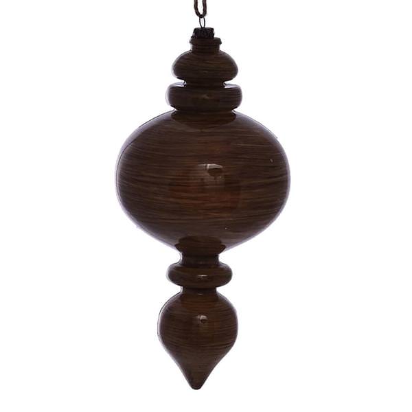 9" Brown Wood Grain Round Finial Ornament (3 pack)