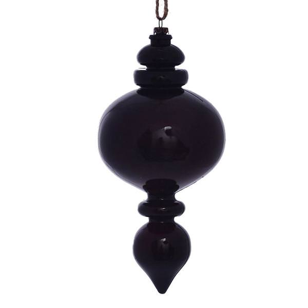 9" Plum Wood Grain Round Finial Ornament (3 pack)