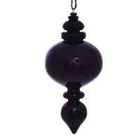 Vickerman 9" Plum Wood Grain Round Finial Ornament (3 pack)