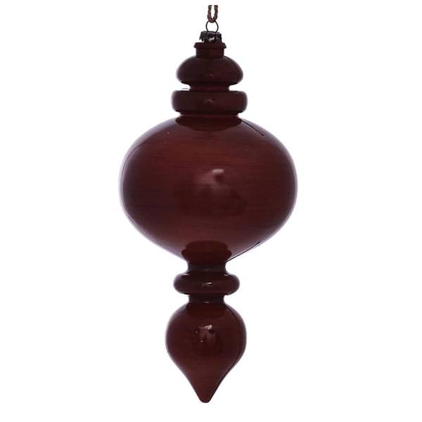 9" Copper Wood Grain Round Finial Ornament (3 pack)