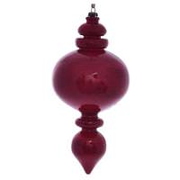 Vickerman 9" Red Wood Grain Round Finial Ornament (3 pack)