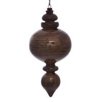 Vickerman 9" Pewter Wood Grain Round Finial Ornament (3 pack)