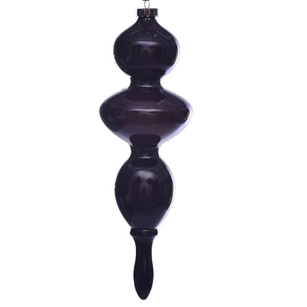 14" Plum Wood Grain Finial Ornament (3 pack)