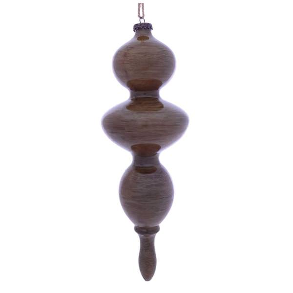 14" Pewter Wood Grain Finial Ornament (3 pack)