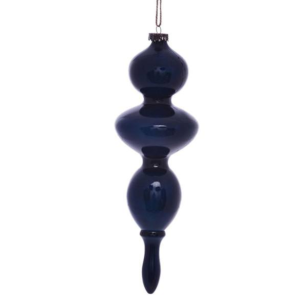 14" Midnight Blue Wood Grain Finial Ornament (3 pack)