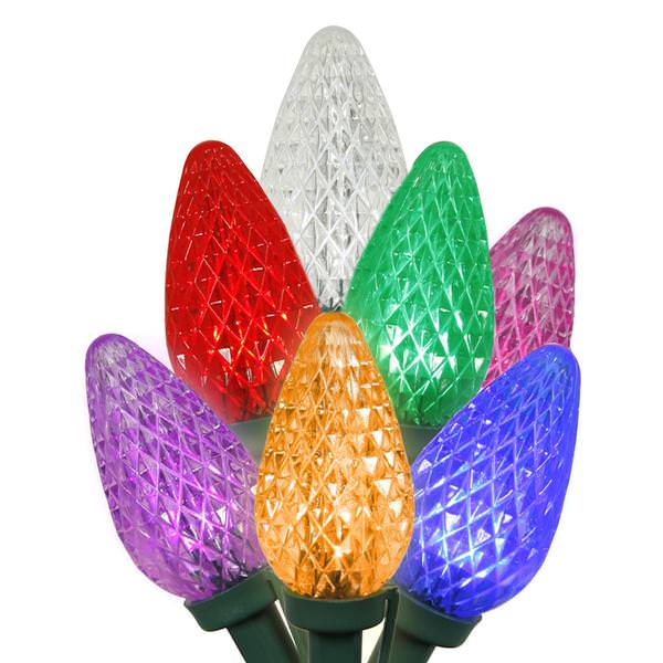 25 Light 16' Green Wire Multi-Color LED C9 String with 8" Spacing
